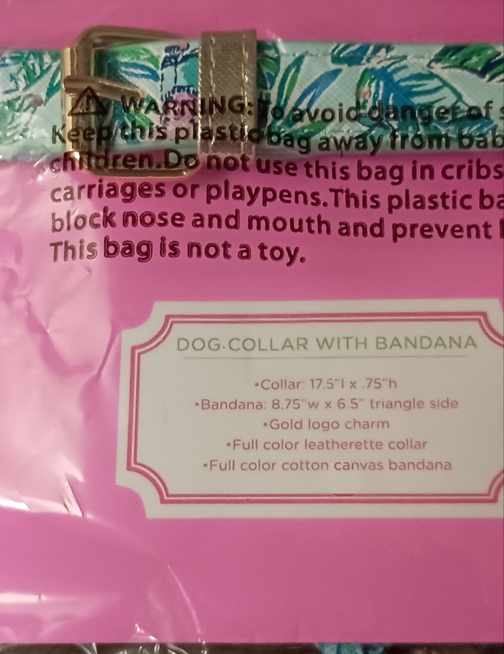 Lilly Pulitzer Floral Dog Bandana Collar - Aqua Pink - Picture 8 of 8